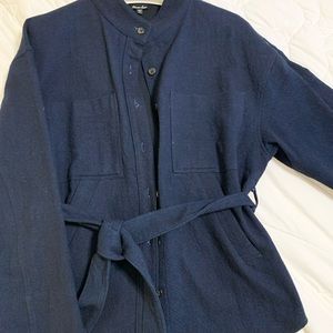 Cotton / Wool Belted Jacket Navy